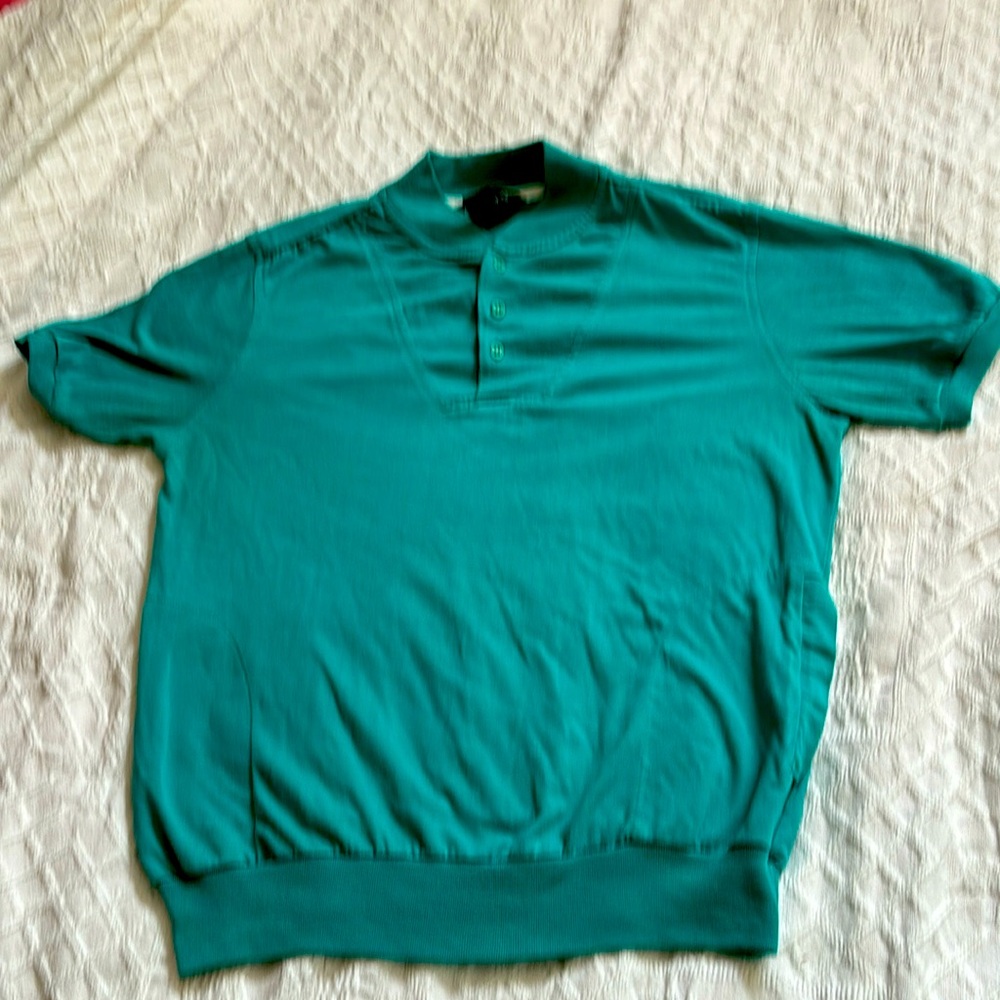 80s/90s Boundary Waters green women’s sz L banded waist side pocket button shirt